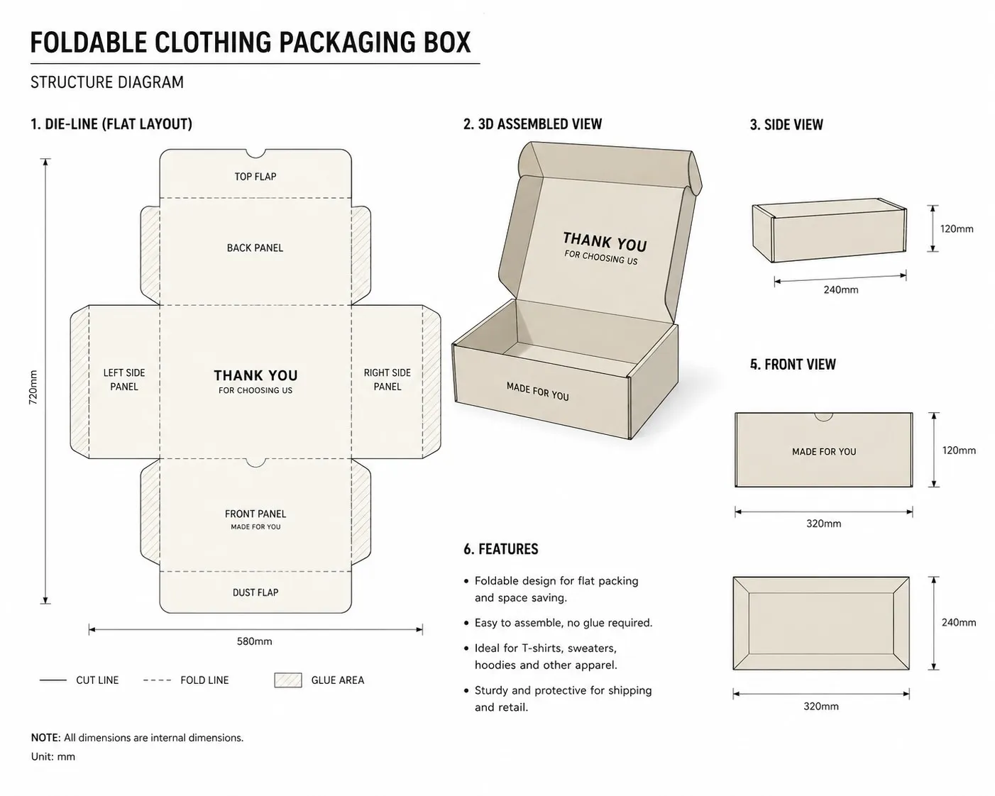 foldable clothing package box