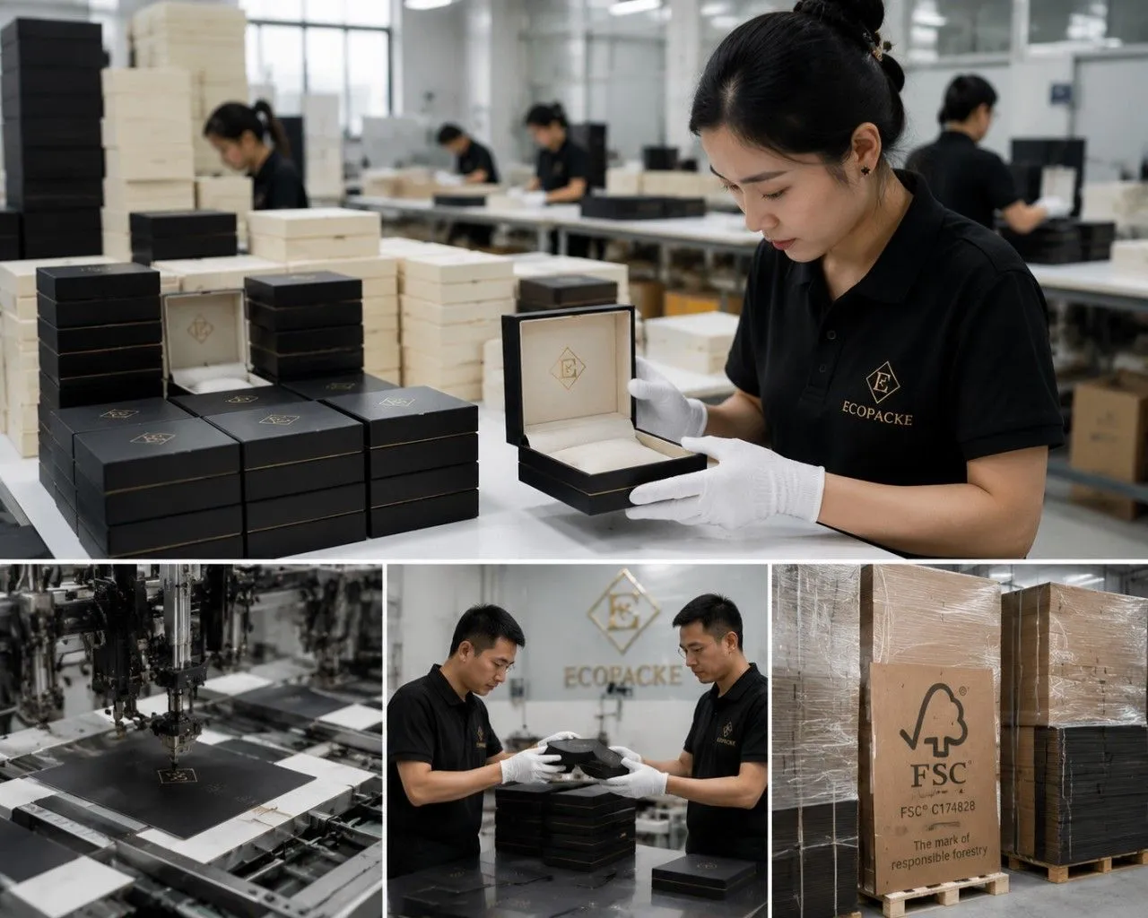 Luxury jewelry packaging manufacturer producing custom premium jewelry boxes