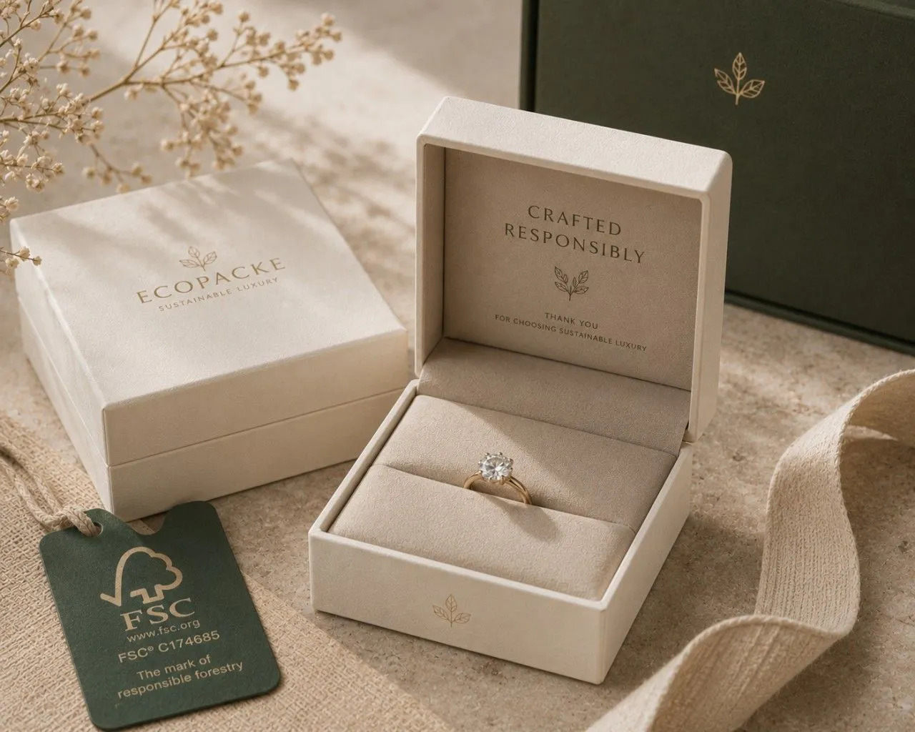 6.Luxury jewelry packaging communicating sustainable brand values