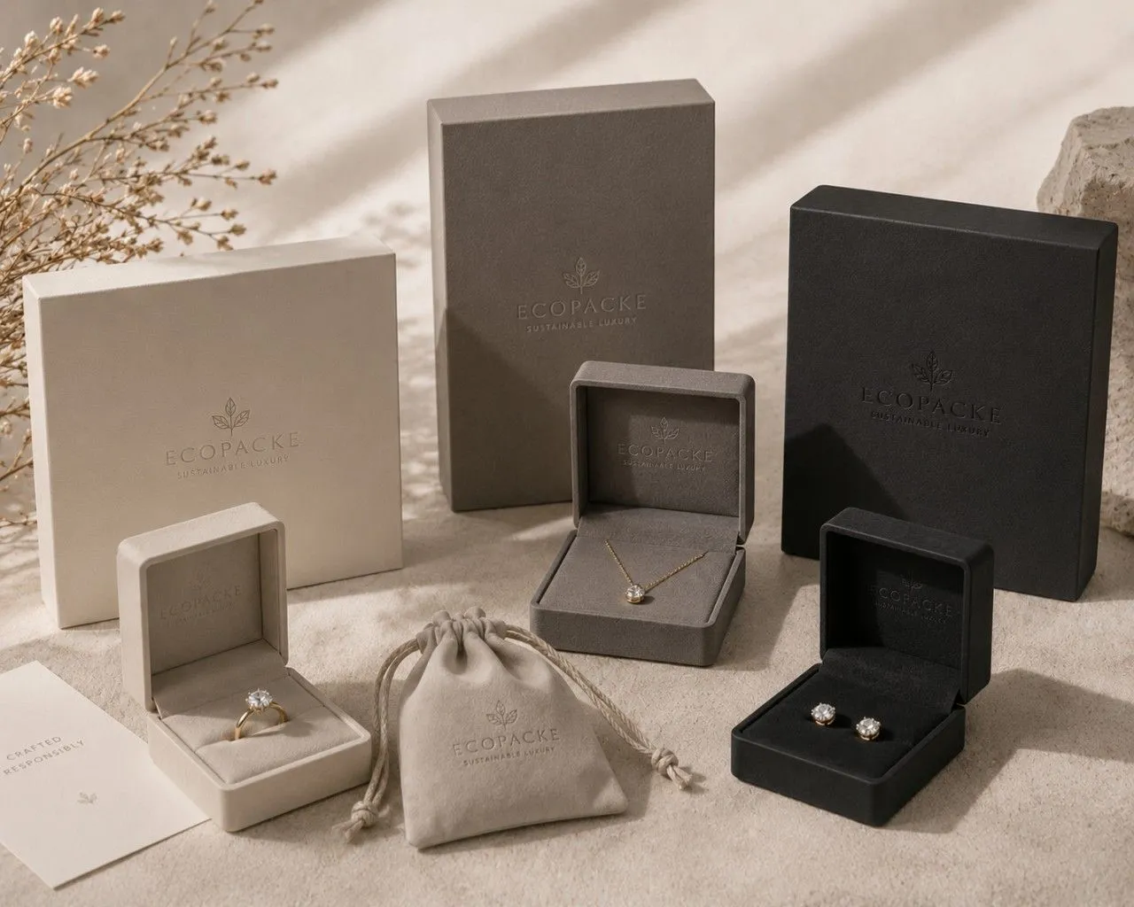 7.Quiet luxury jewelry packaging with minimalist premium design