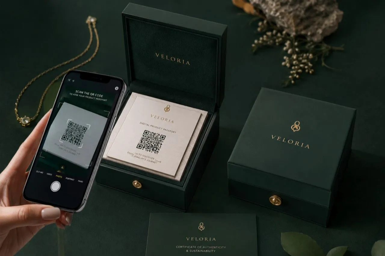 9.Smart jewelry packaging with QR code and digital product passport