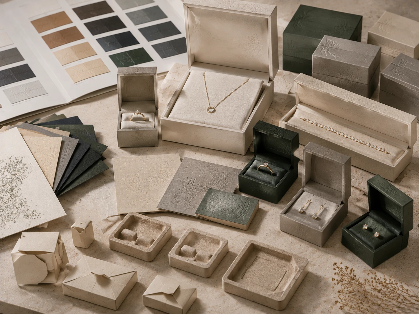 10、Custom biodegradable 10、jewelry box sizes, colors, finishes and paper inserts.