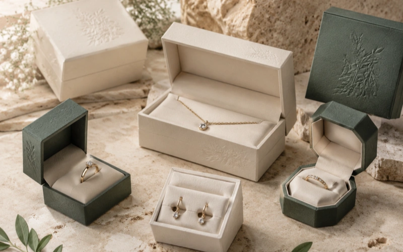 1、Biodegradable jewelry box collection made from sustainable paper materials.800✖️500