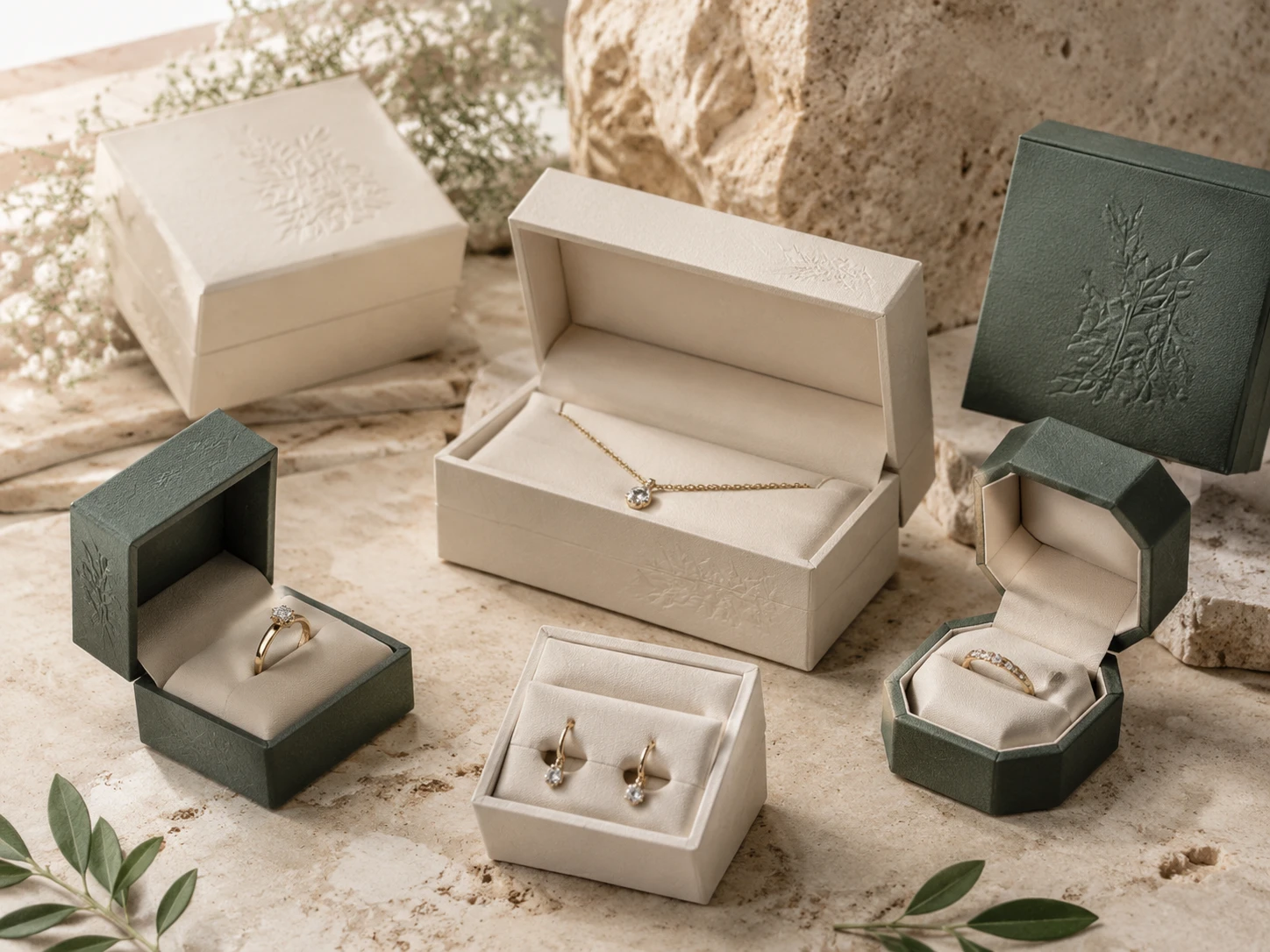 1、Biodegradable jewelry box collection made from sustainable paper materials
