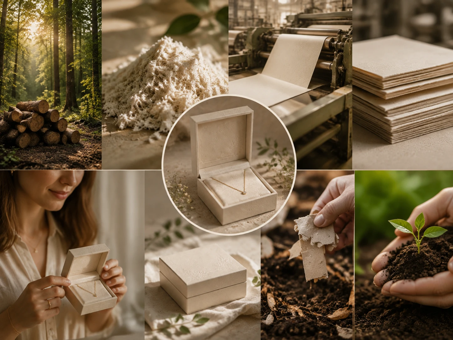 9、Circular lifecycle of biodegradable jewelry packaging.
